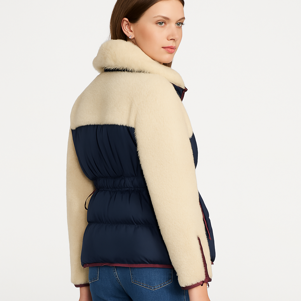 Sporty Puffer Jacket with Sherpa Sleeves & Contrast Zips — image 4