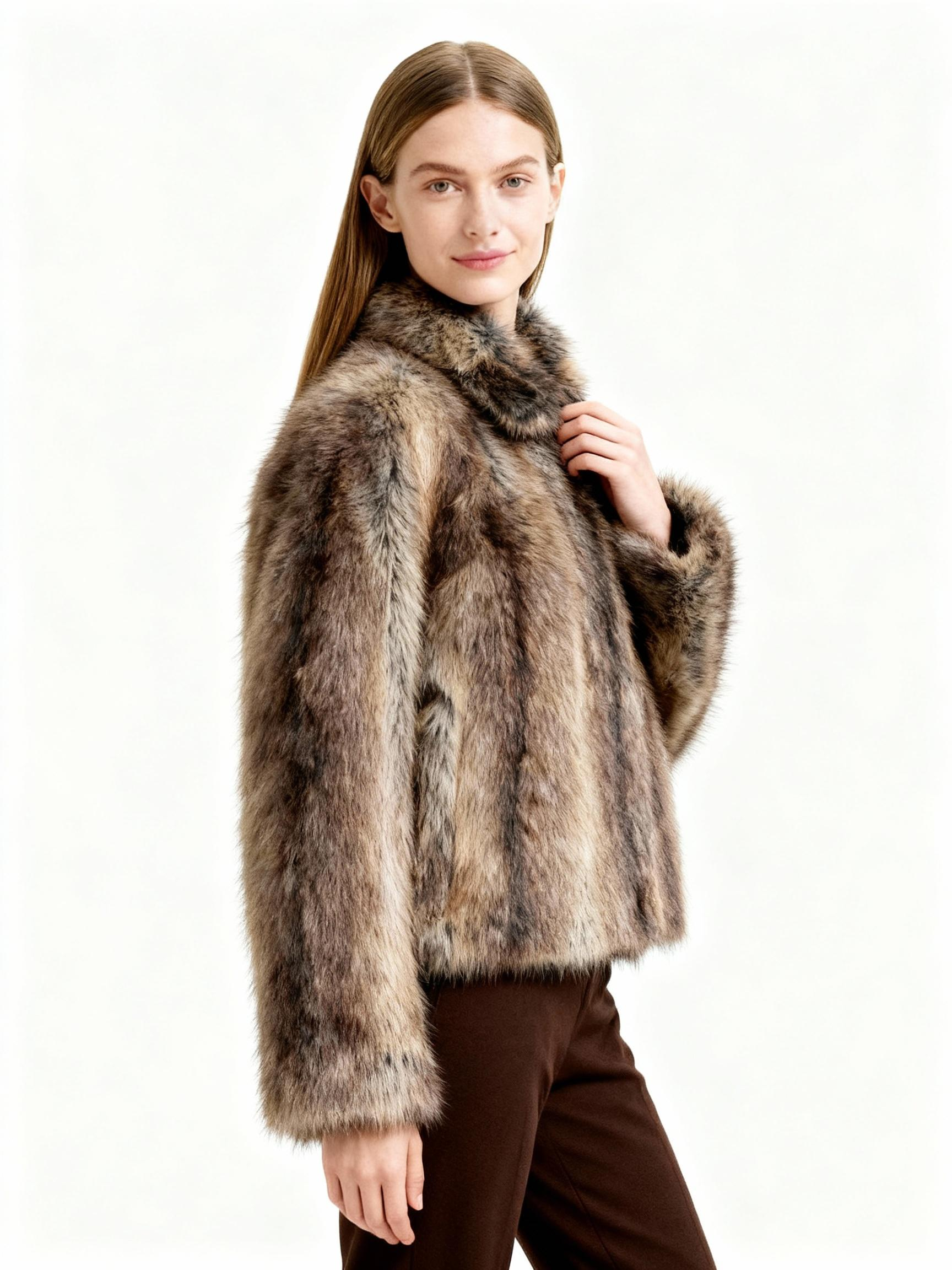 Natural-Look Faux Fur Jacket – Timeless Texture, Cruelty-Free Luxury — image 2