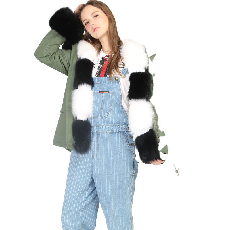 Color-Blocked Fox Fur Lined Parka — Wholesale & OEM Edition — image 2
