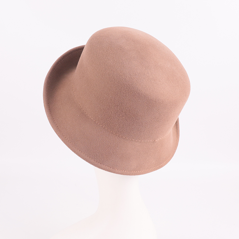 Classic Brown Rolled Brim Wool Hat – 100% Wool — image 2