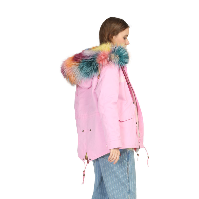 Colorful Fox Fur-Lined Pink Parka — Wholesale & OEM Edition — image 3
