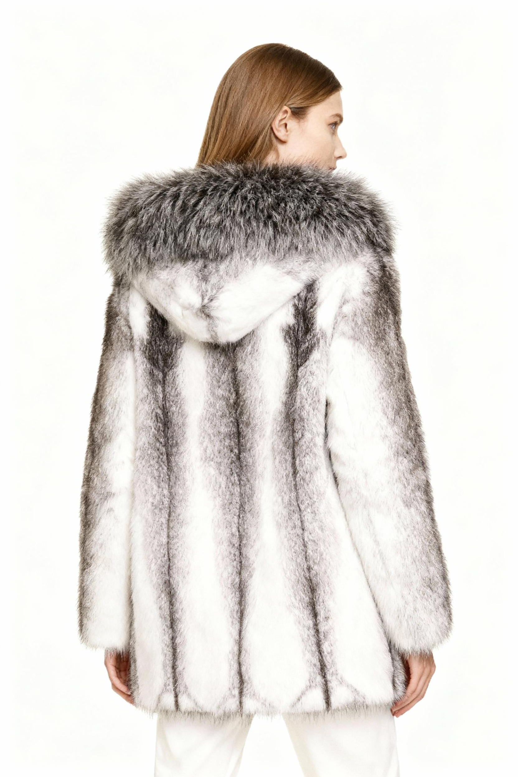 Monochrome Luxe Faux Fur Hooded Coat – Winter Edition — image 3