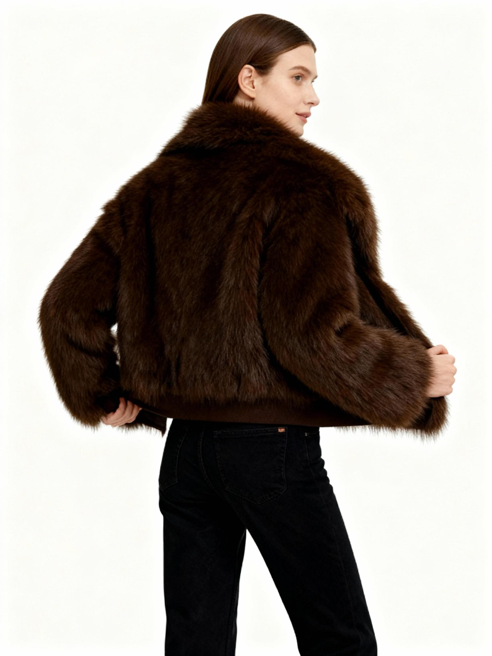 Deep  Faux Fur Cropped Jacket – Guilt-Free Warmth — image 4