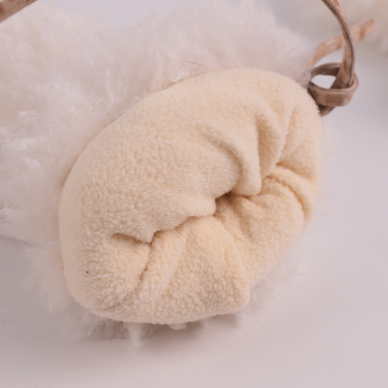Plush Faux Fur Gloves Winter Mittens with Buckle Trim — image 3