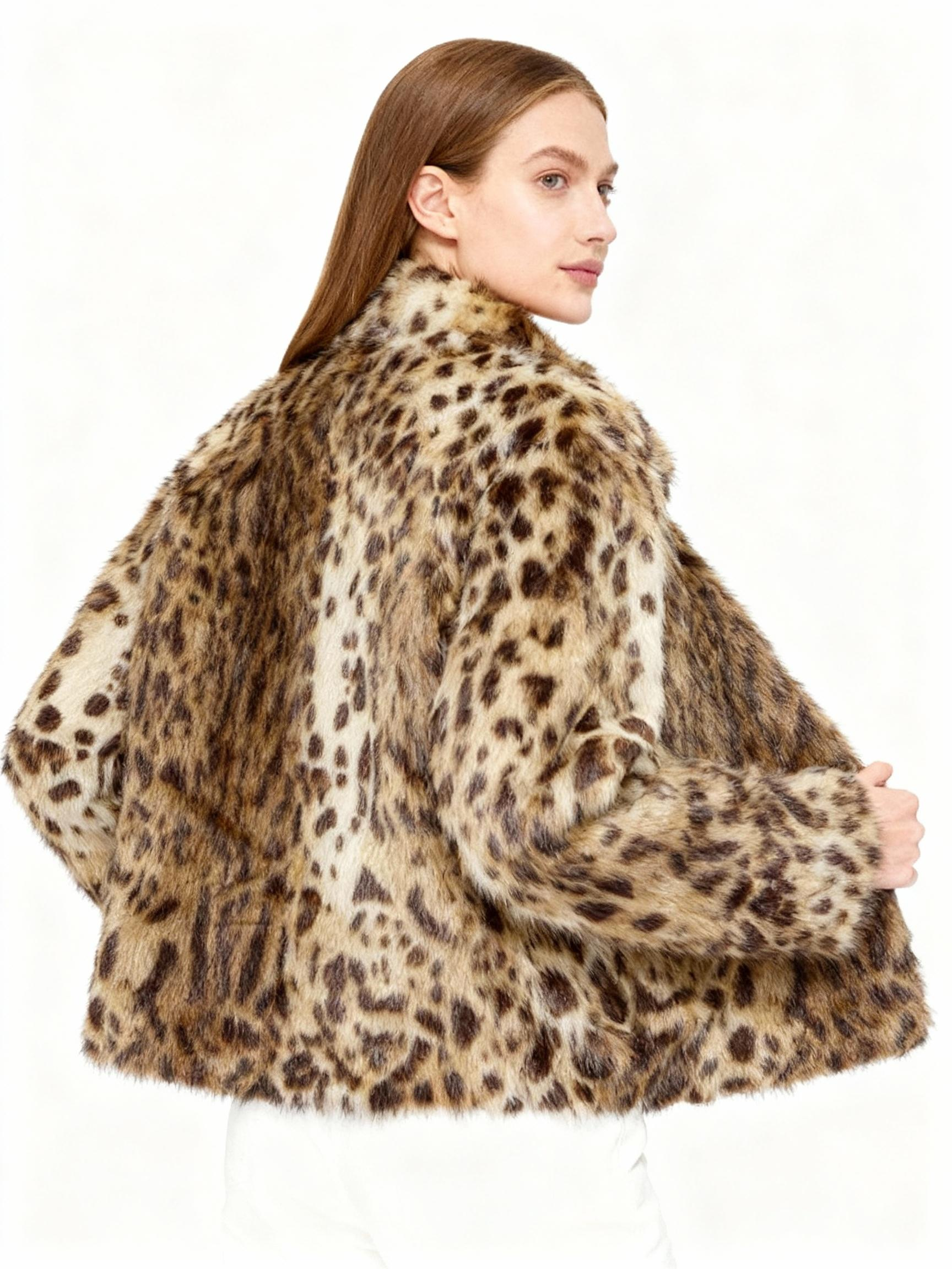 Leopard Print Faux Fur Jacket – Bold, Sustainable, Chic — image 4