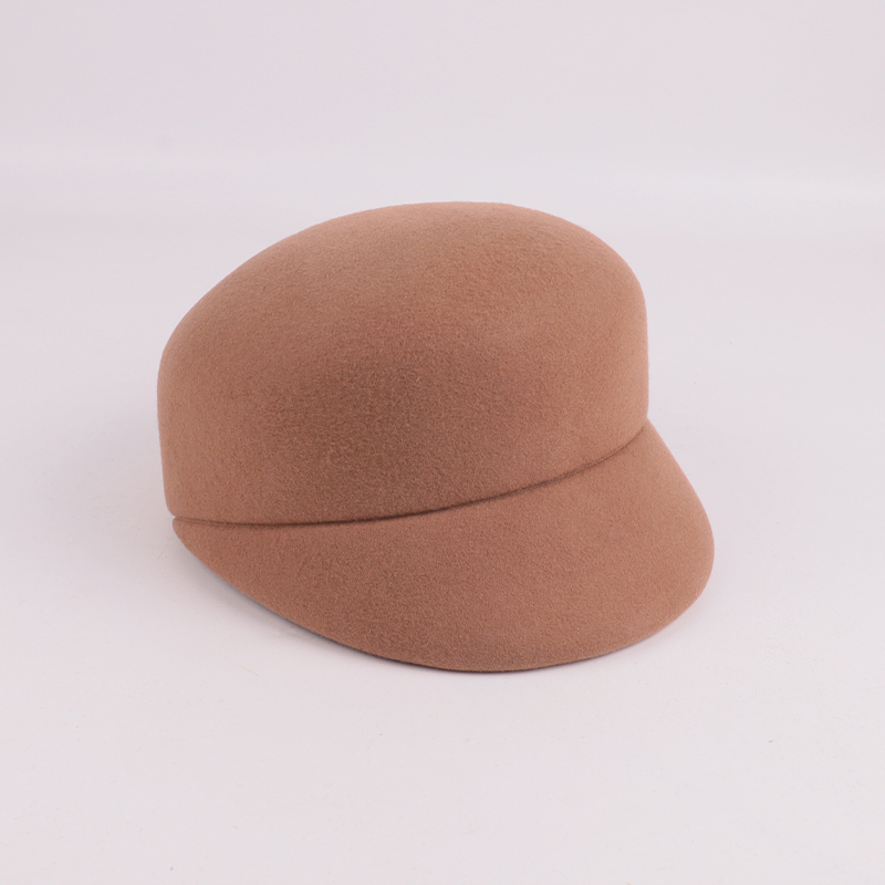 Minimalist Wool Felt Beret Cap – Nude Beige — image 4