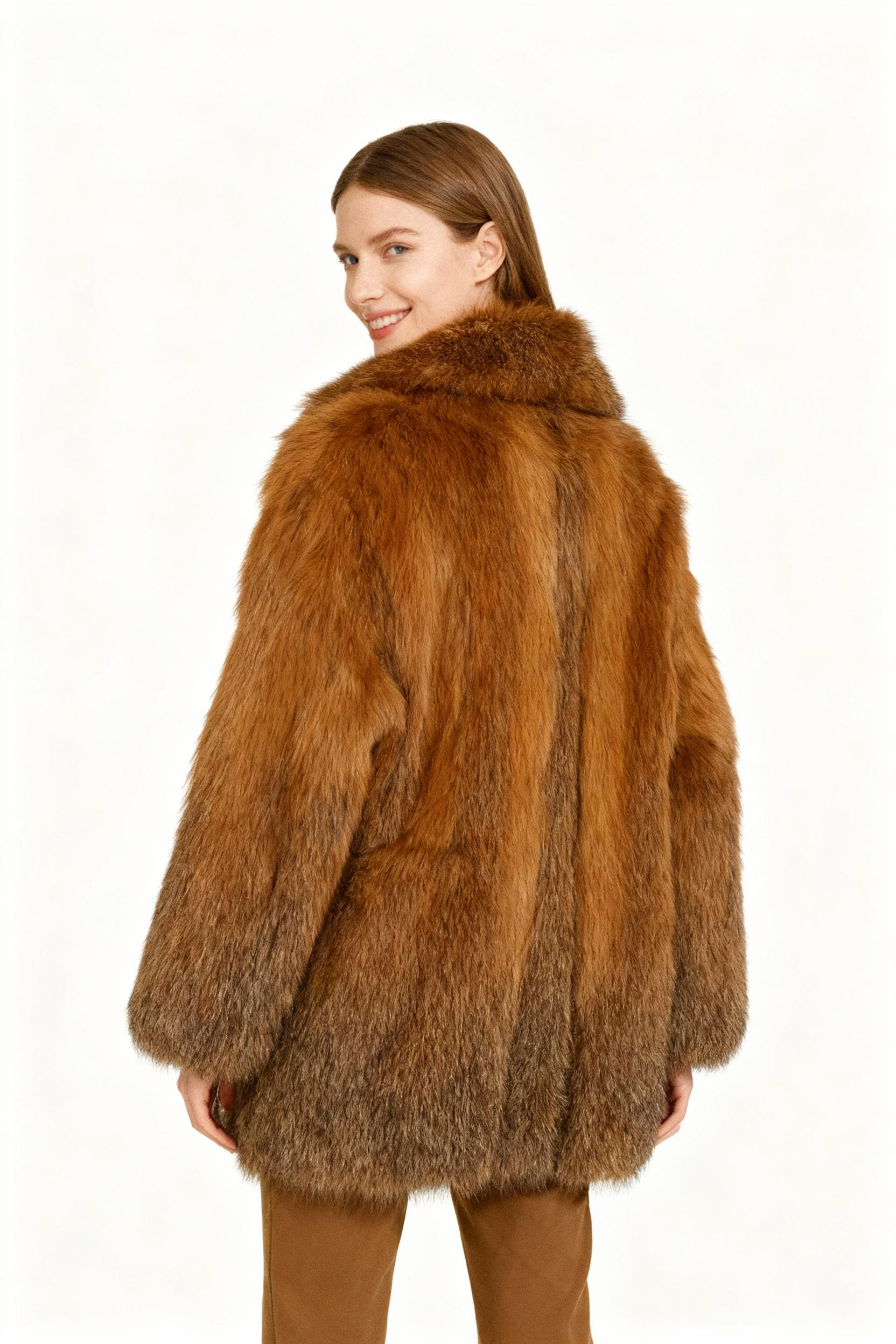 Golden Faux Fur Statement Coat – Classic Luxe Outerwear — image 3