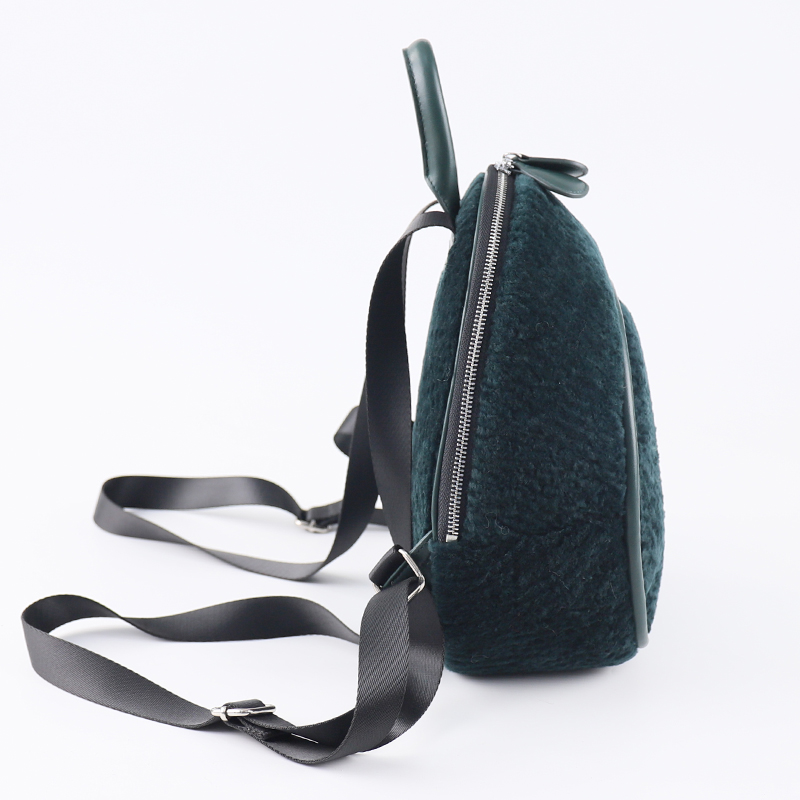 Genuine Shearling Lamb Fur Mini Backpack – Sculpted Softness with Urban Edge — image 3