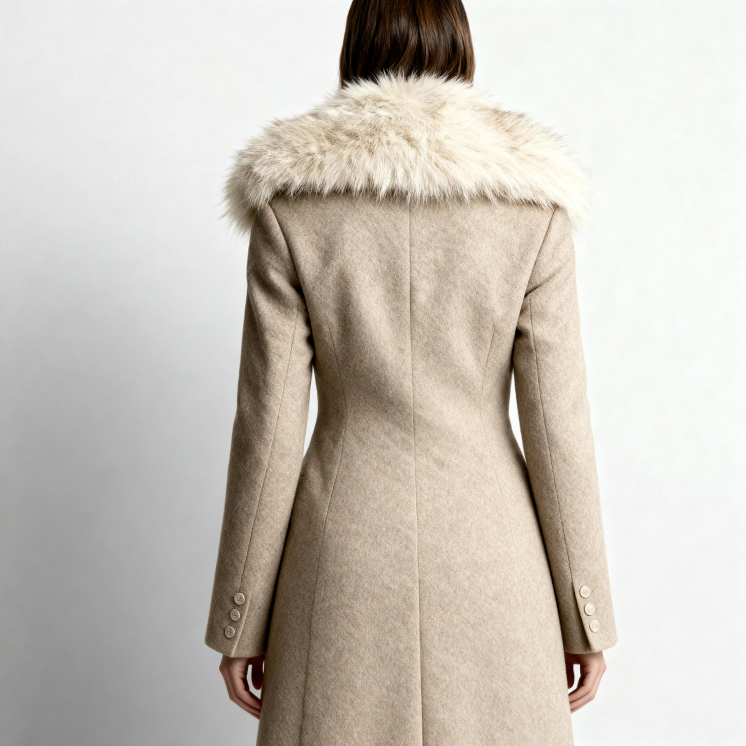 Camel Wool Coat with Dramatic Fox Fur Collar for Executives — image 4
