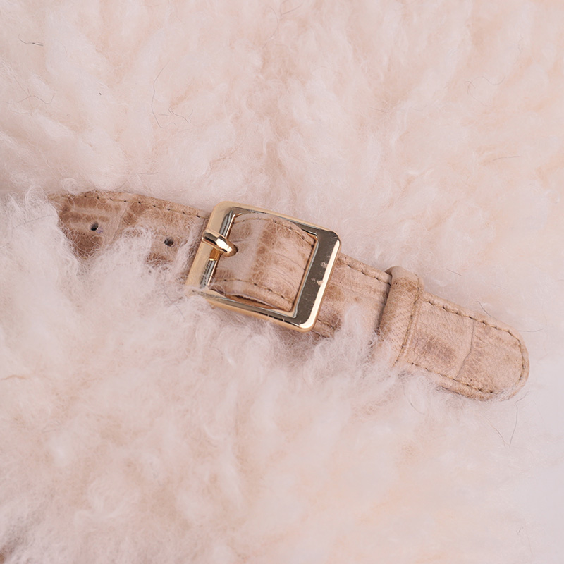 Plush Faux Fur Gloves Winter Mittens with Buckle Trim — image 4