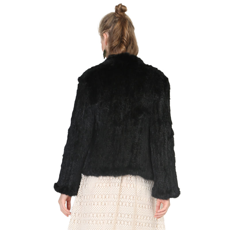 Elegant Black Rabbit Fur Knit Coat – Lightweight Luxury Outerwear — image 4