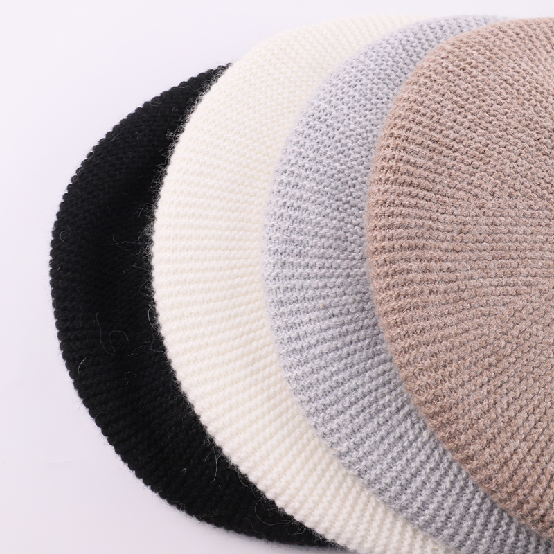 Genuine Raccoon Fur Pom Beaded Angora Beret – Elegant Parisian Style — image 5