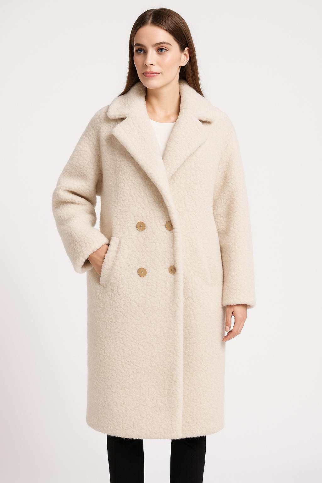 Cream Faux Wool Coat – Minimalist Luxe with Cozy Appeal