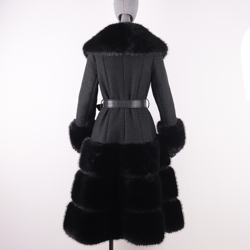 Statement Wool Coat with Faux Fur Skirt, Cuffs & Collar — image 2