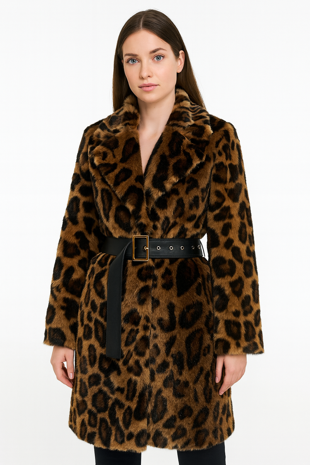 Luxe Leopard Print Faux Fur Coat – Timeless Bold Glamour