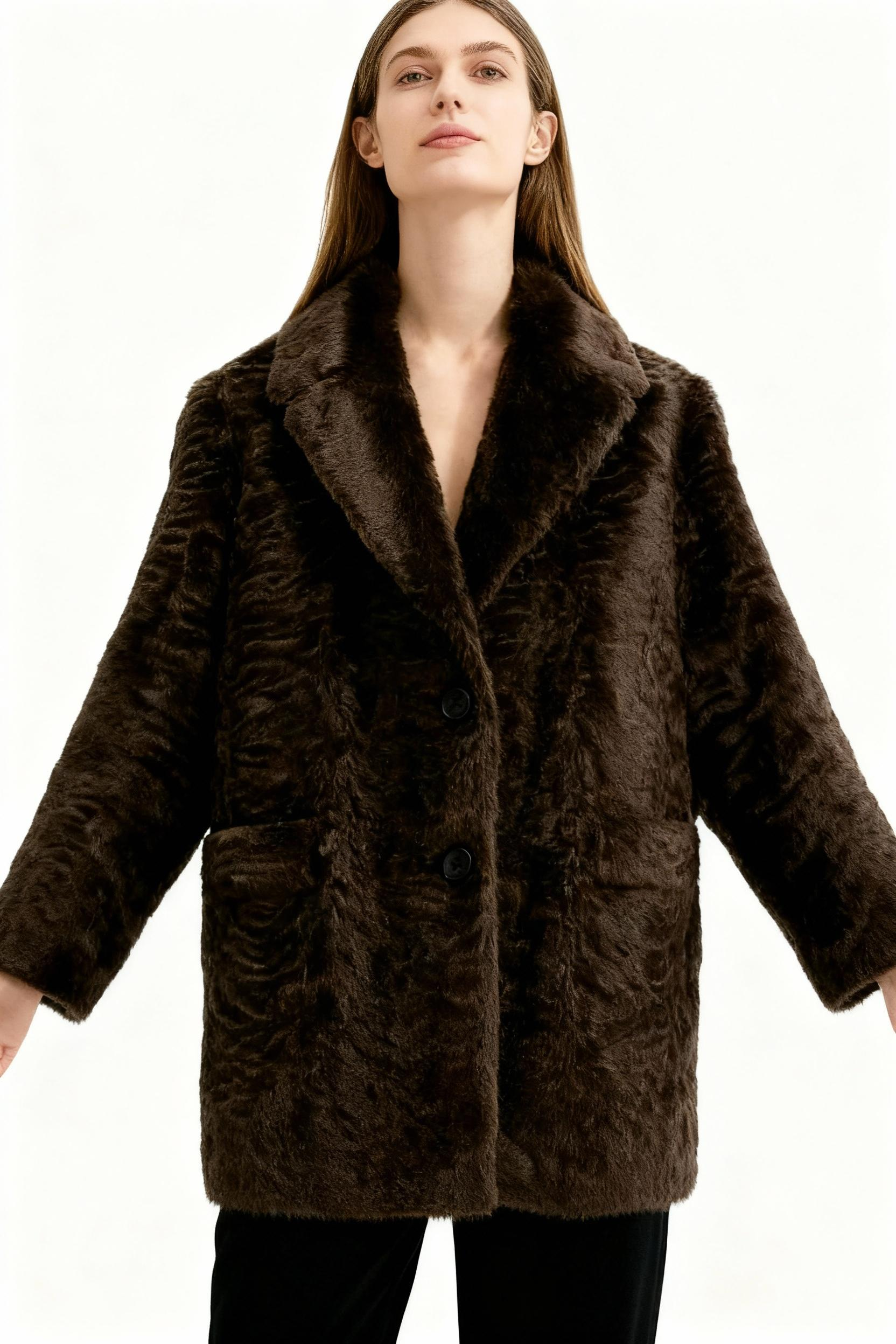 Dark Chocolate Faux Fur Coat – Urban Classic Edition — image 3
