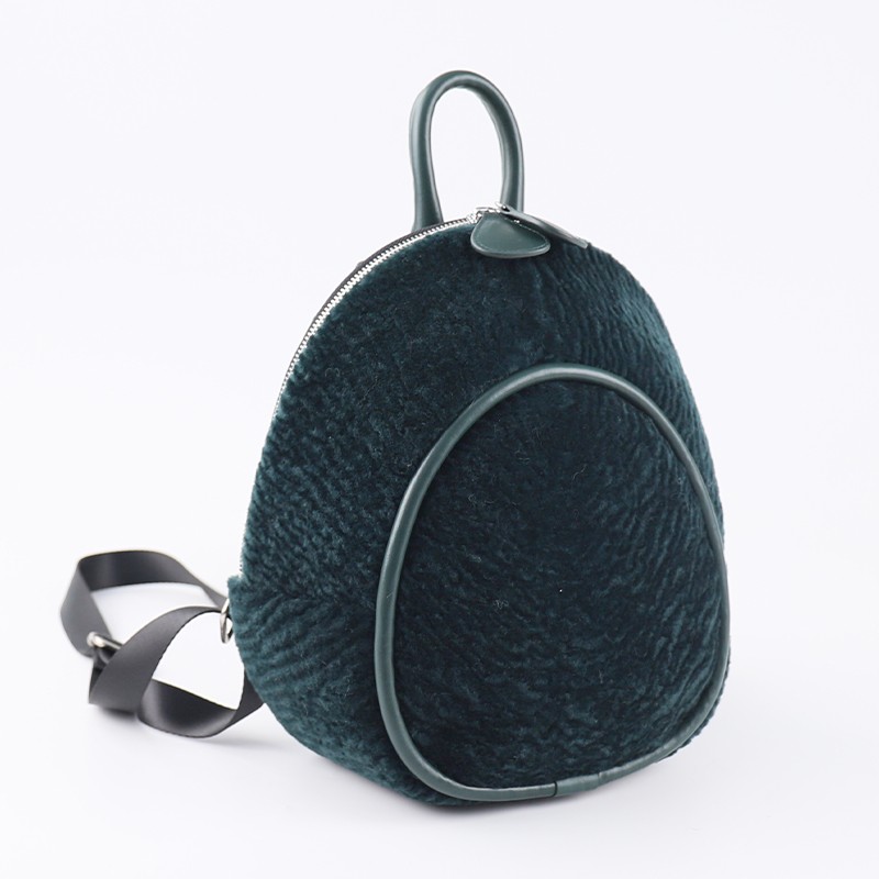 Genuine Shearling Lamb Fur Mini Backpack – Sculpted Softness with Urban Edge — image 2