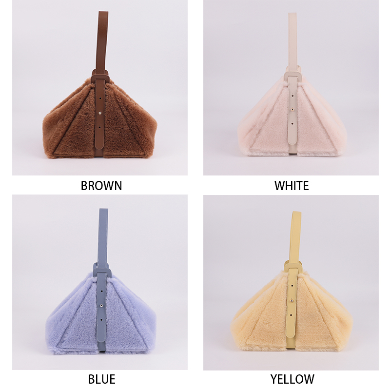 Geometric Wool & Leather Wristlet – Triangular Chic for Winter Minimalists