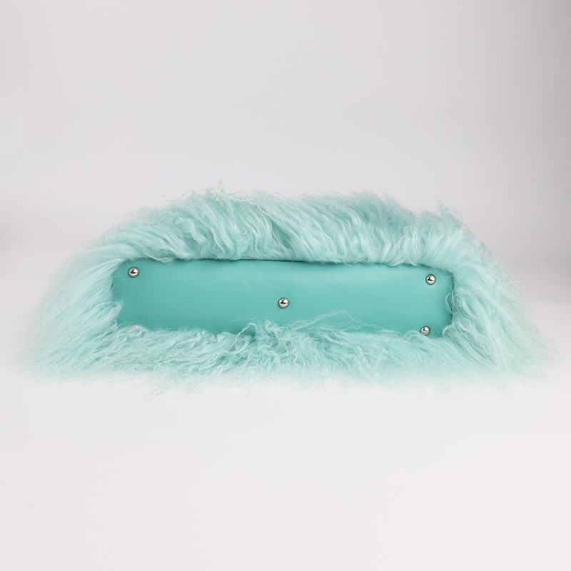 Genuine Lamb Fur & Leather Tote – Fluffy Glamour in Mint Green — image 5