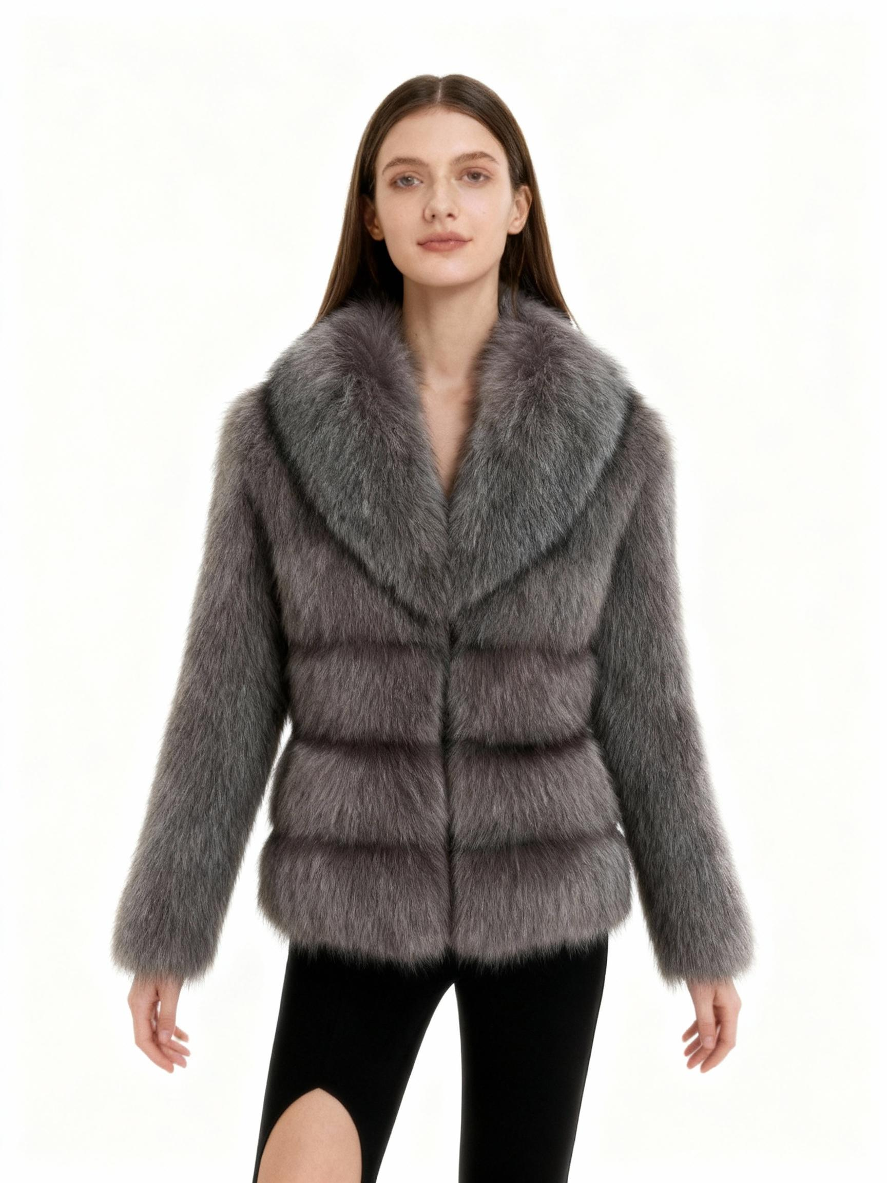 Real Silver Fox Fur Coat – Elegant Full-Sleeve Luxury Outerwear — image 3