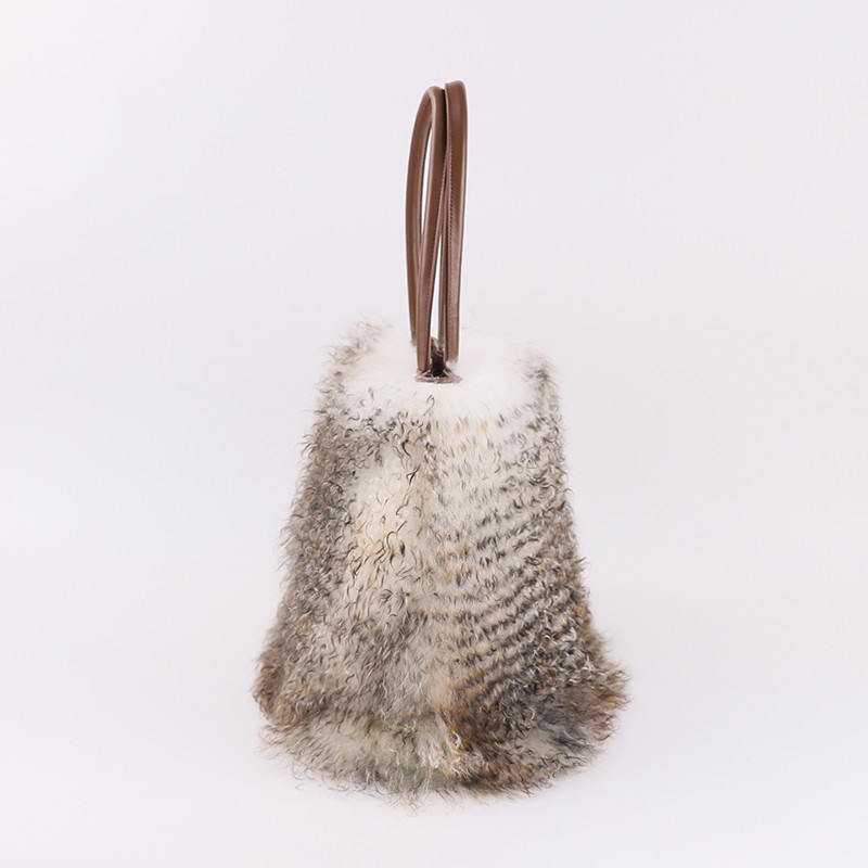 Gradient Mongolian Lamb Fur Tote – Natural Elegance with Soft Sheep Leather Handles — image 2