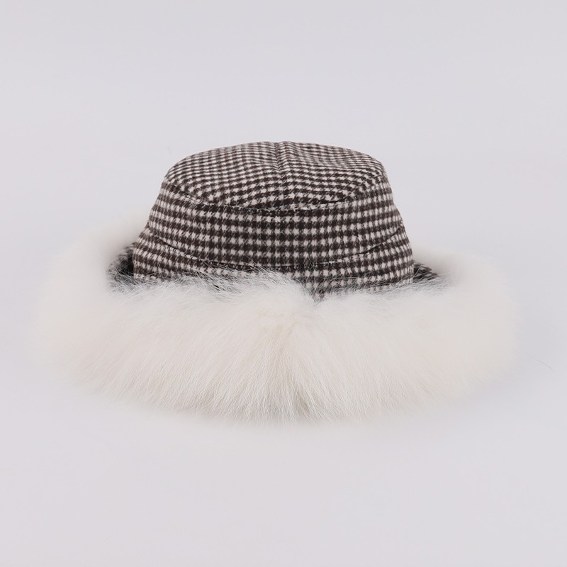 Elegant Wool Bucket Hat with Detachable Genuine Fox Fur Trim – Winter Luxe Collection — image 4
