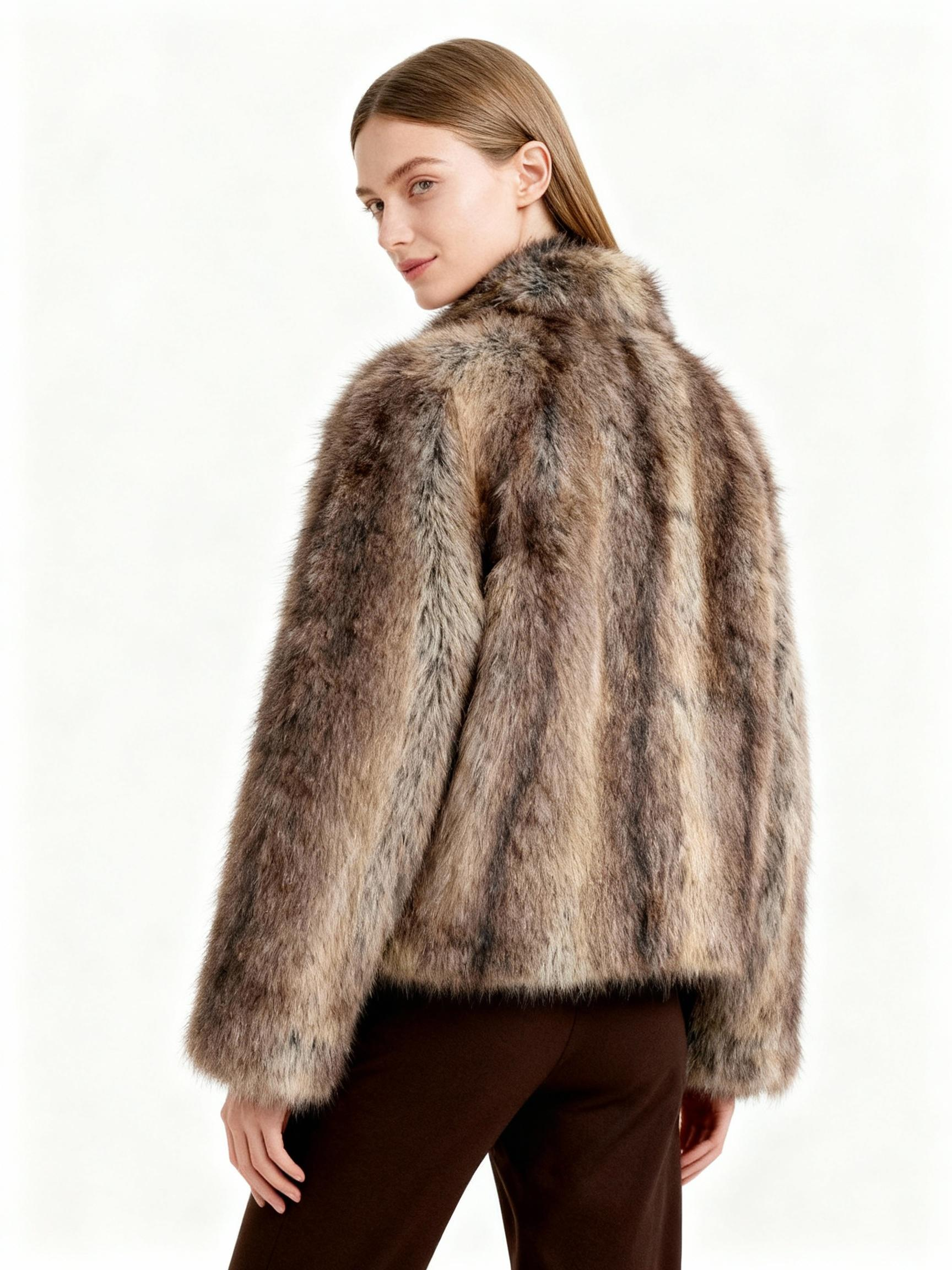 Natural-Look Faux Fur Jacket – Timeless Texture, Cruelty-Free Luxury — image 4