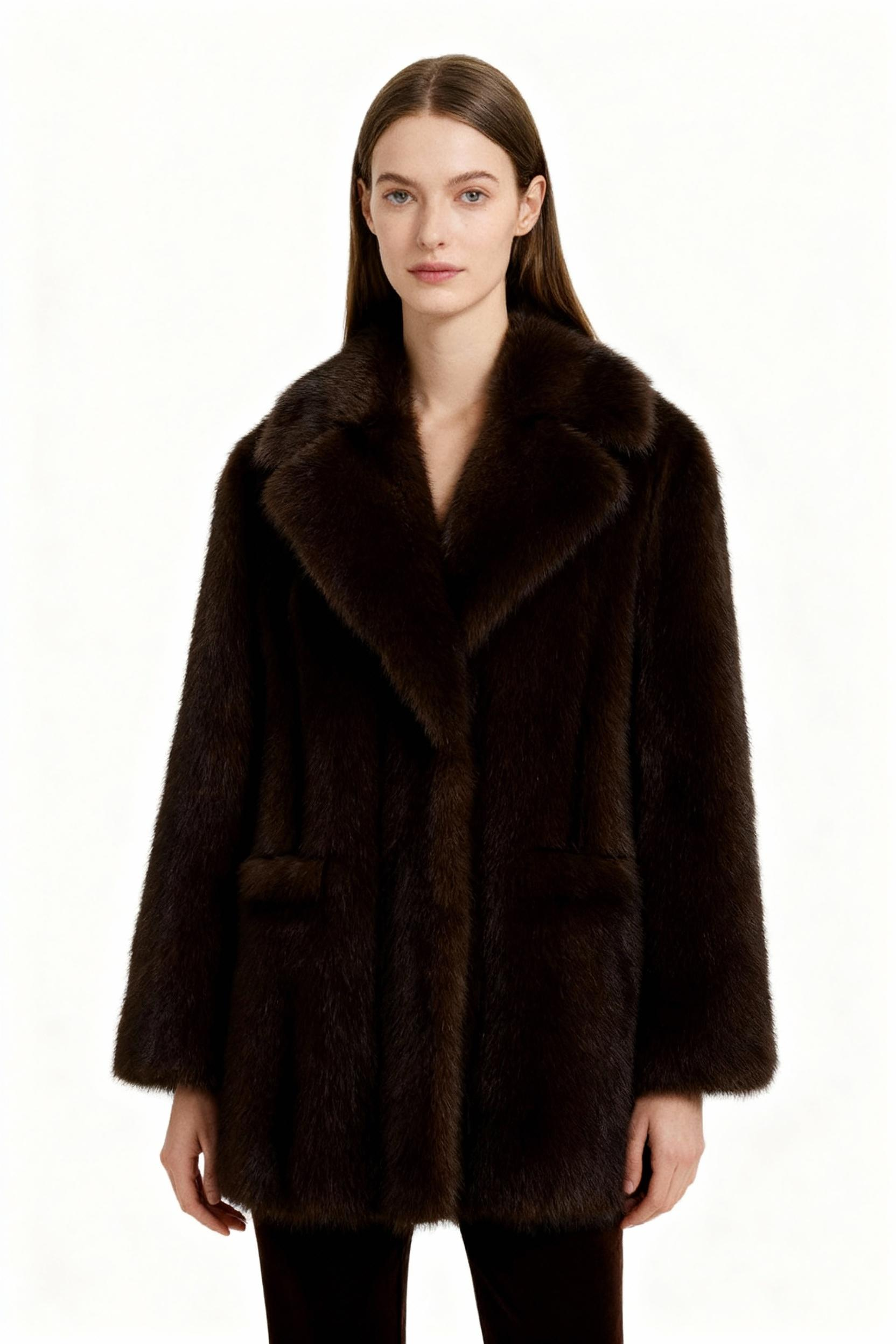 Espresso Luxe Faux Fur Coat – Timeless Classic Series