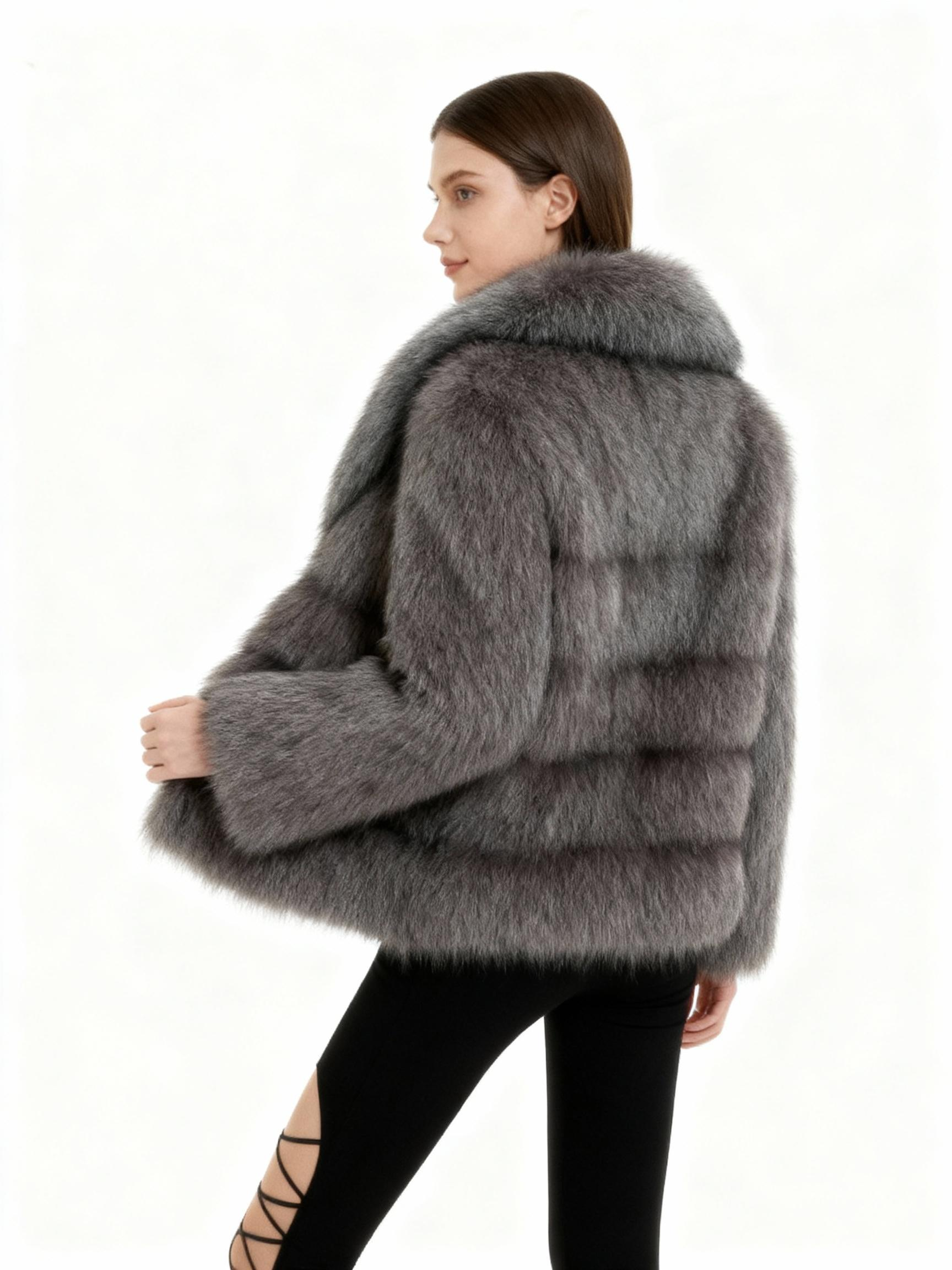 Real Silver Fox Fur Coat – Elegant Full-Sleeve Luxury Outerwear — image 4