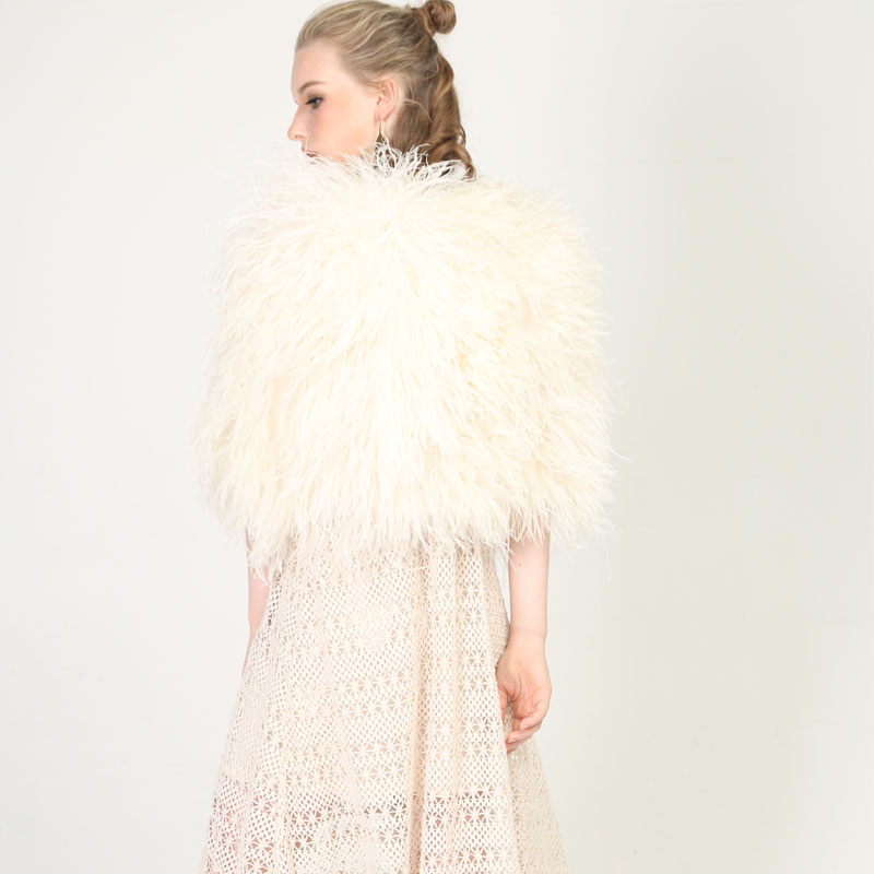 Real White Ostrich Feather Shawl — Couture Edition (Wholesale & OEM) — image 3