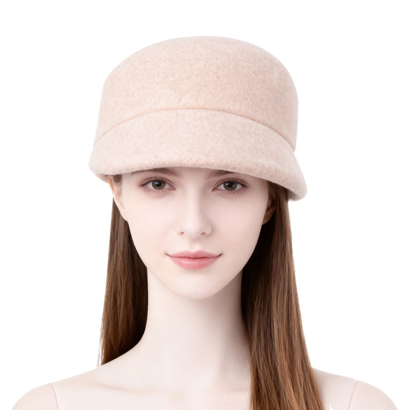 Minimalist Wool Felt Beret Cap – Nude Beige — image 6