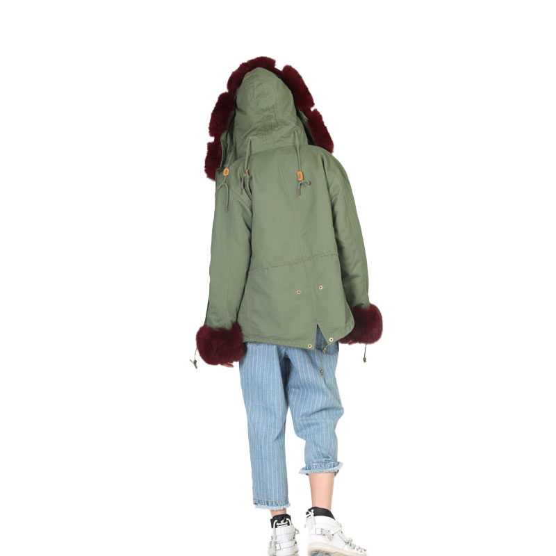 Burgundy Fox Fur Lined Parka — Wholesale & OEM Edition — image 3