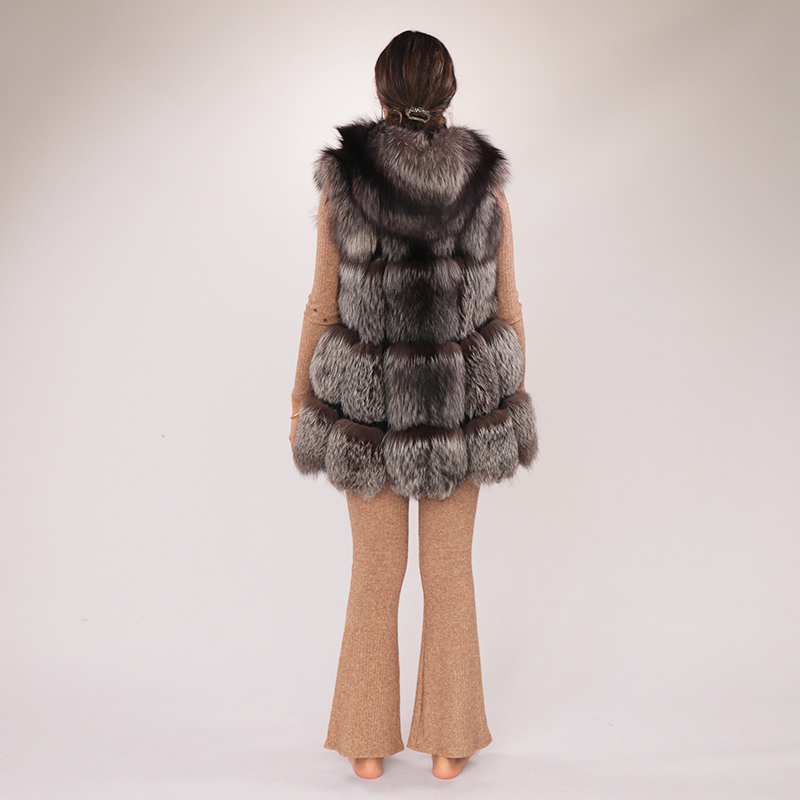 Real Silver Fox Fur Hooded Vest – Luxe Winter Essential — image 2