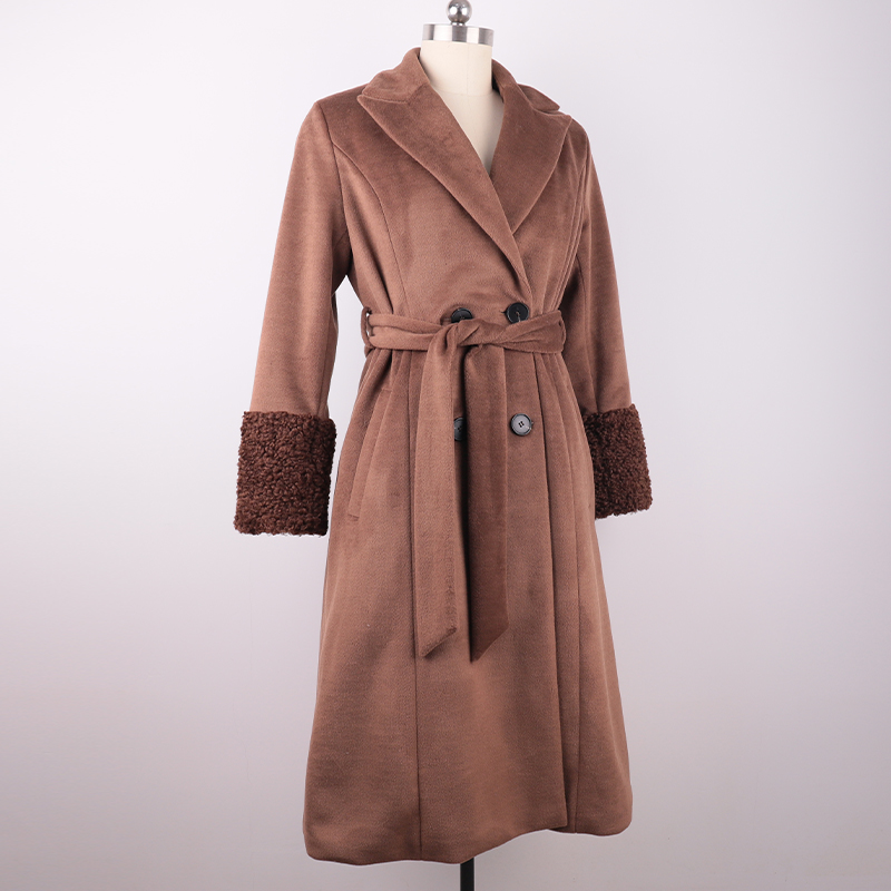 Wool Blend Coat with Faux Fur Cuff Detailing — image 4
