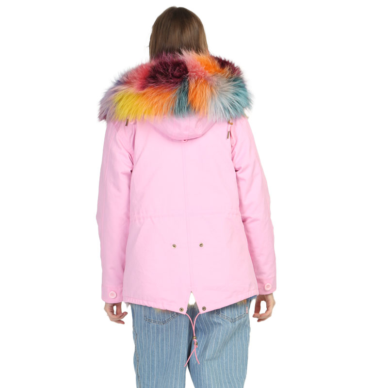 Colorful Fox Fur-Lined Pink Parka — Wholesale & OEM Edition — image 2