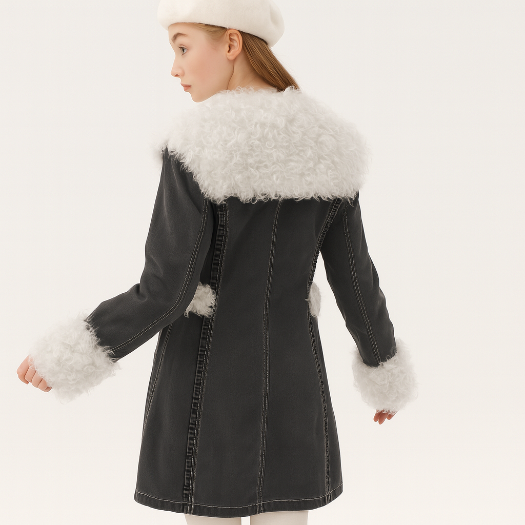 Faux Leather Trench with White Faux Fur – Retro Winter Statement — image 3