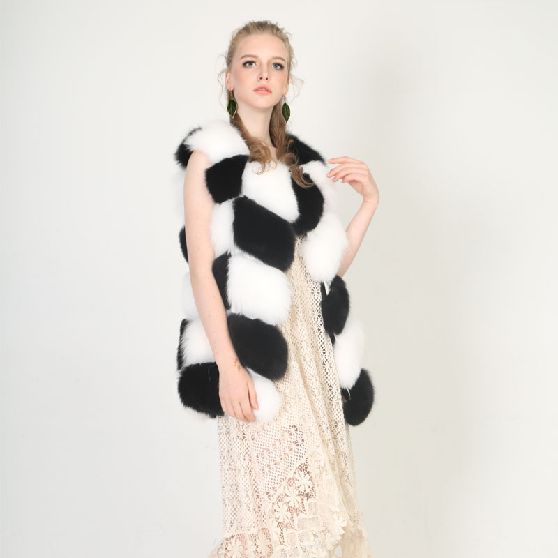 Luxe  Real Fox Fur Patchwork Vest – Sleeveless Elegance — image 2