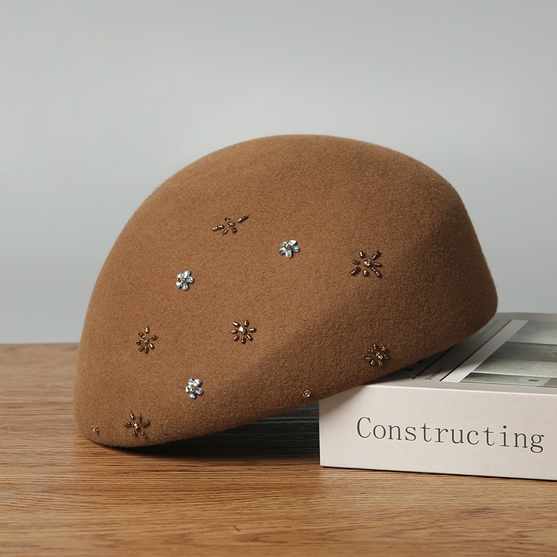 Classic Black Wool Beret with Hand-Embroidered Accents — image 4