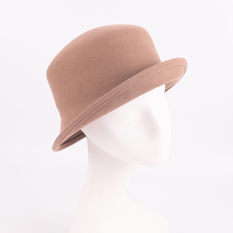 Classic Brown Rolled Brim Wool Hat – 100% Wool — image 3