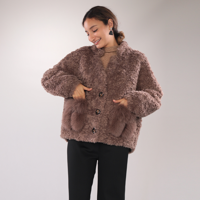 Faux Shearling Jacket with Plush Pockets & Oversized Buttons — image 2