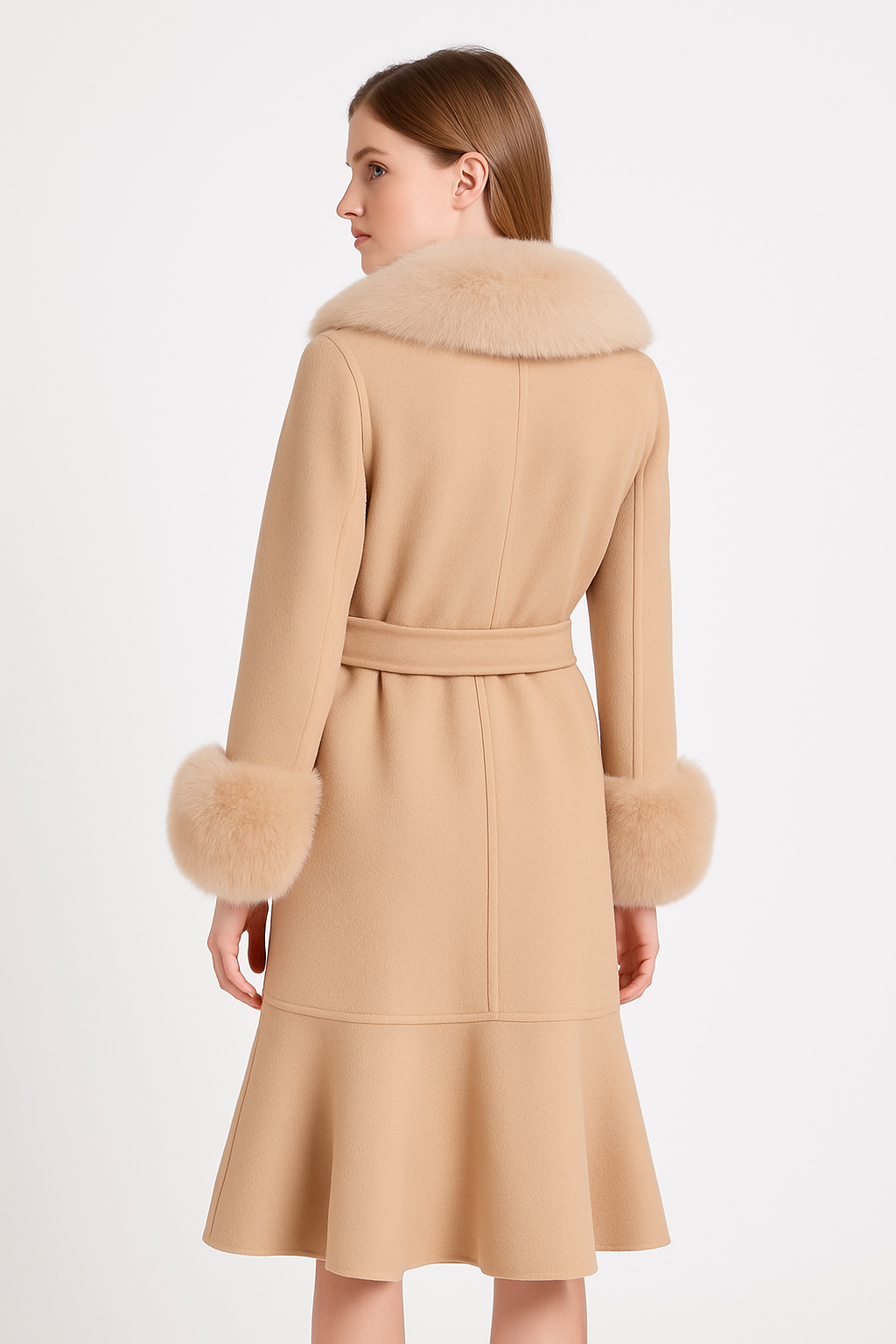Chic Wool Trench with Fox Fur Trim for Young Modern Women — image 2