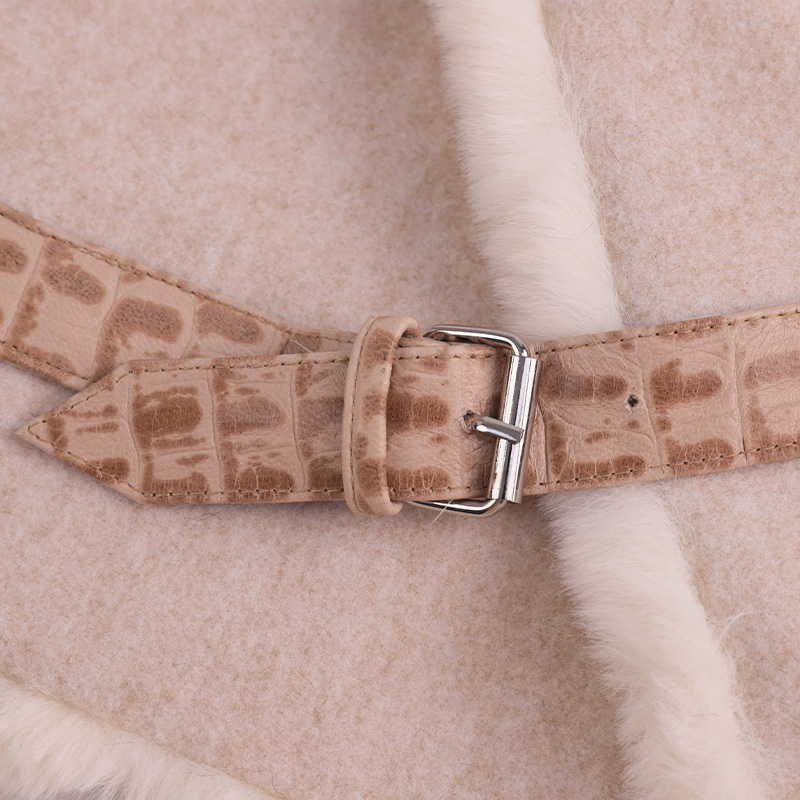 Wool & Faux Fur Neck Warmer with Genuine Leather Buckle – Cozy Luxury for Cold Days — image 5