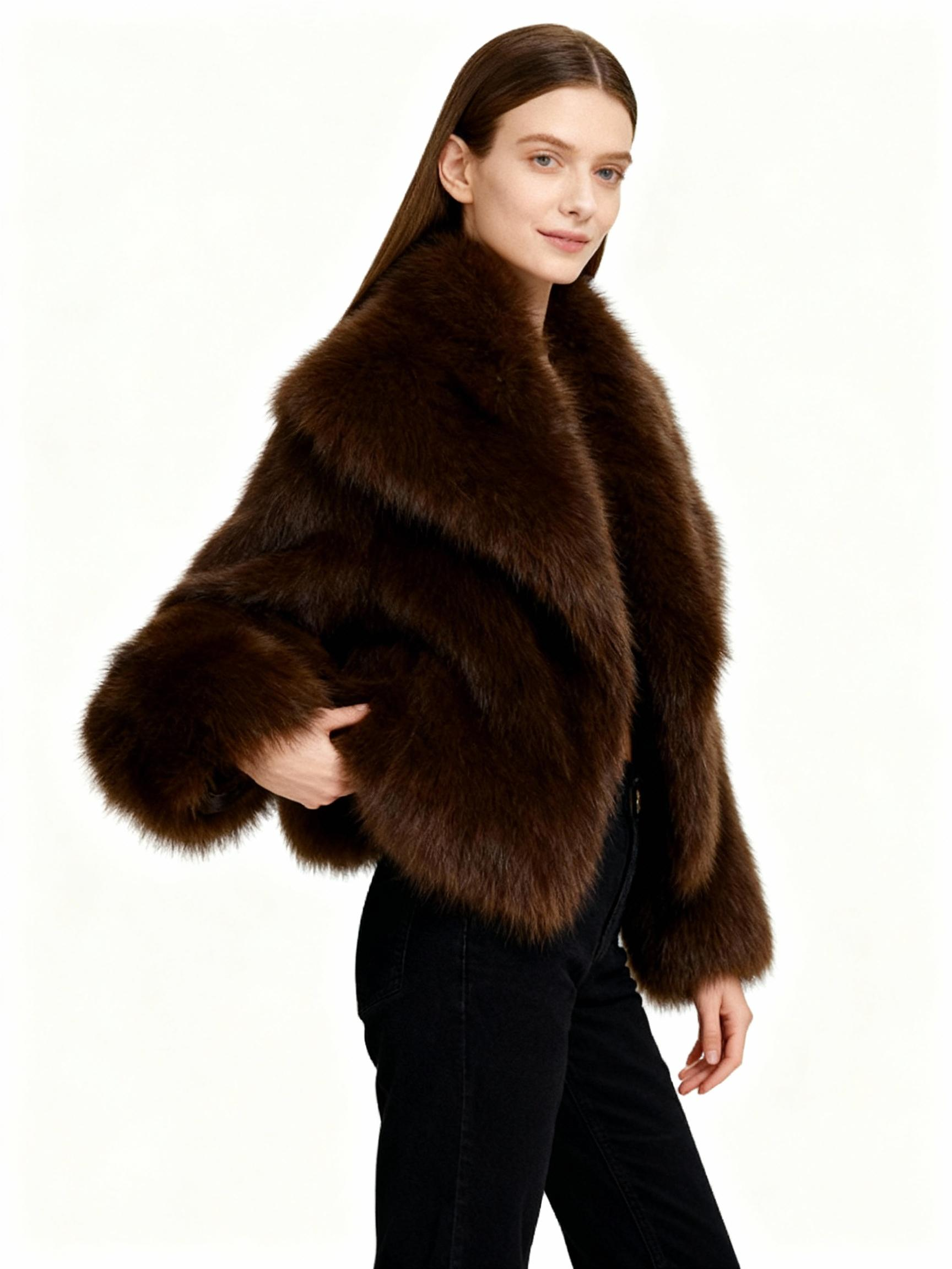 Deep  Faux Fur Cropped Jacket – Guilt-Free Warmth — image 3