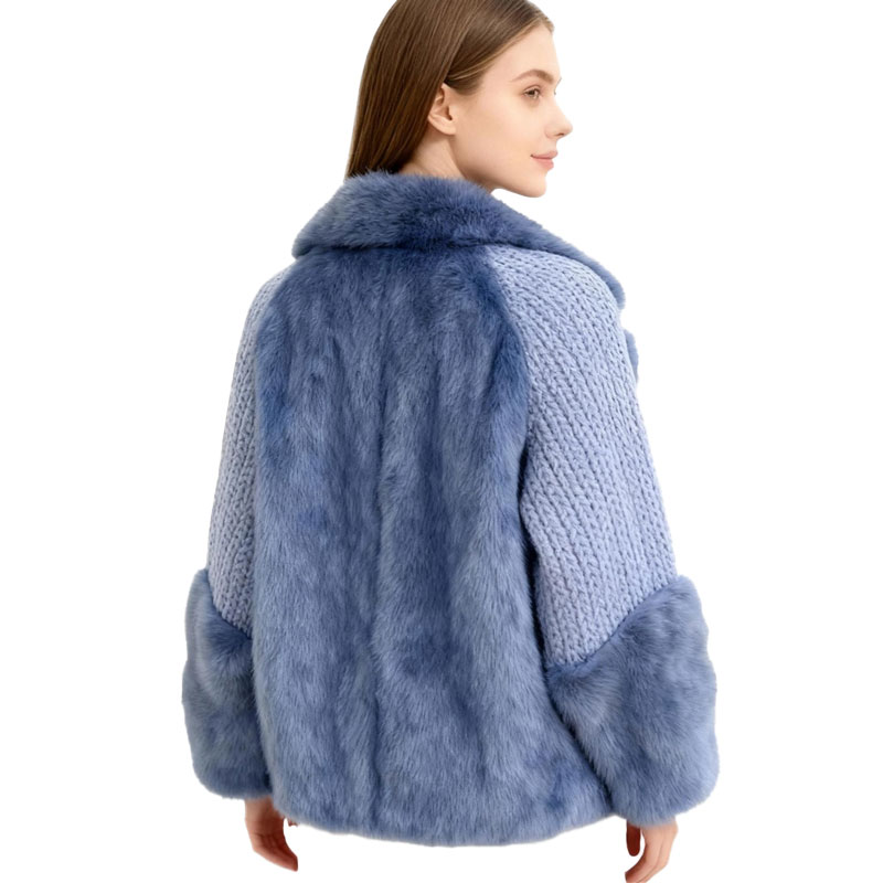 Lavender Knit & Faux Mink Fur Hybrid Coat — image 4