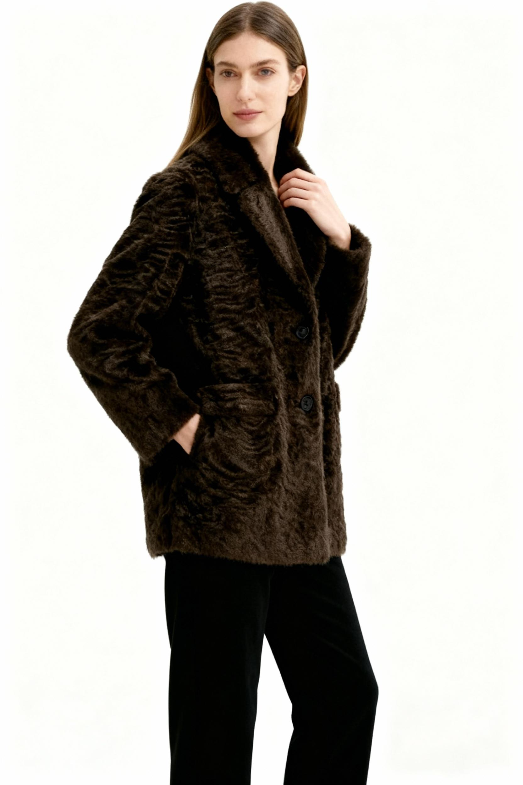 Dark Chocolate Faux Fur Coat – Urban Classic Edition — image 2