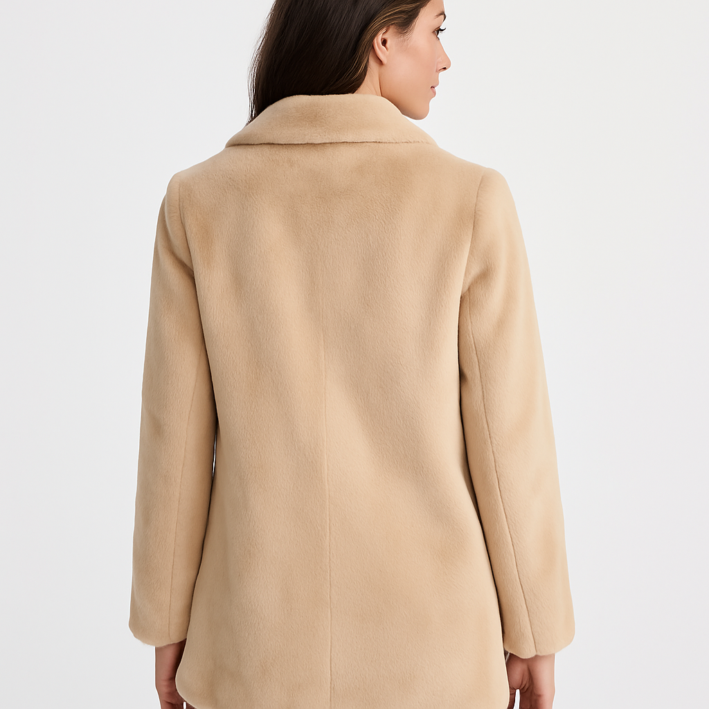 Faux Mink Coat with Contrast Satin Lapel – Understated Elegance — image 3