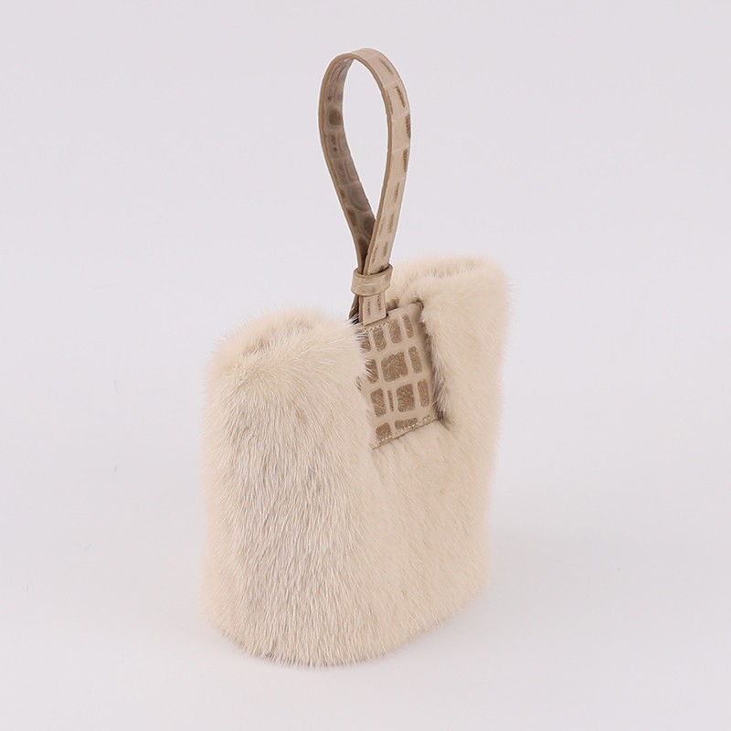 Mini Mink Fur Handbag with Genuine Lamb Leather Handle – A Winter Statement of Texture & Elegance — image 3
