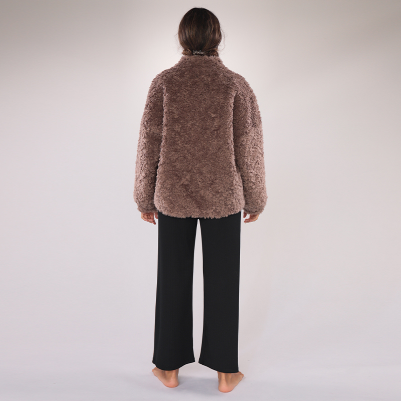 Faux Shearling Jacket with Plush Pockets & Oversized Buttons — image 4