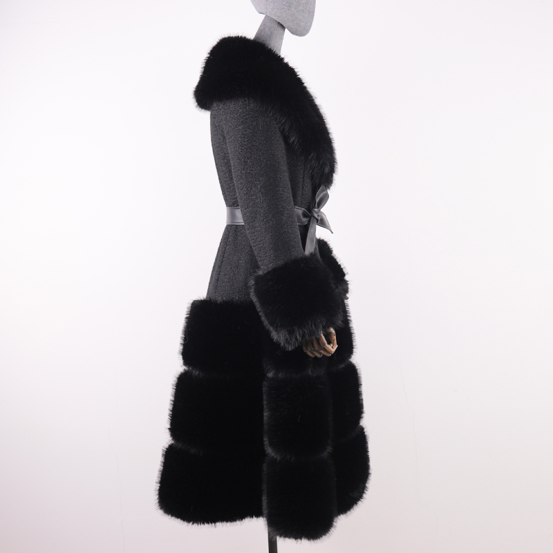 Statement Wool Coat with Faux Fur Skirt, Cuffs & Collar — image 3