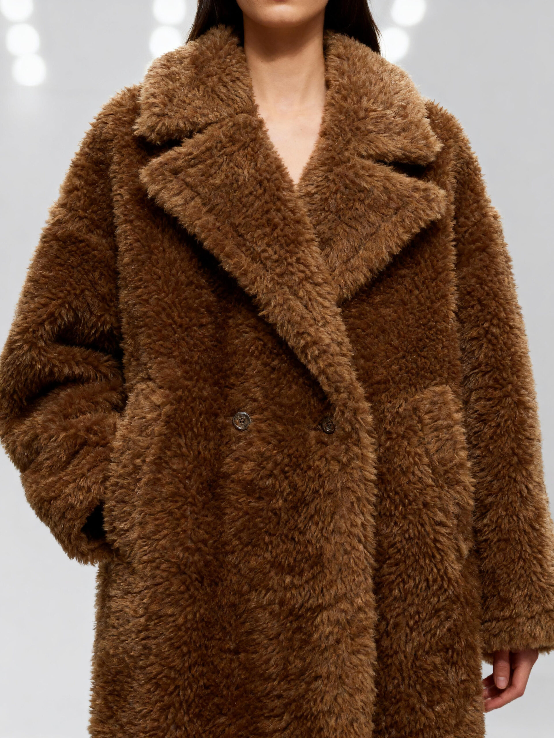 Classic Office Style Teddy Wool Coat – Long Camel Overcoat — image 5